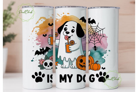 Halloween Ghost Dog 20oz Tumbler Wrap Sublimation PixelChick 