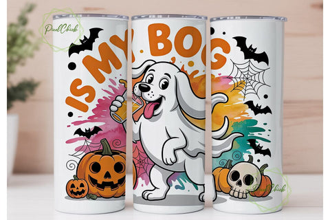 Halloween Ghost Dog 20oz Tumbler Wrap Sublimation PixelChick 