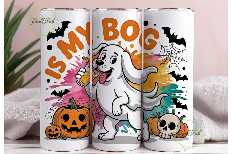 Halloween Ghost Dog 20oz Tumbler Wrap Sublimation PixelChick 