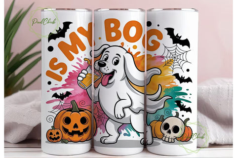 Halloween Ghost Dog 20oz Tumbler Wrap Sublimation PixelChick 