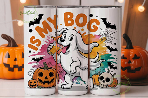 Halloween Ghost Dog 20oz Tumbler Wrap Sublimation PixelChick 
