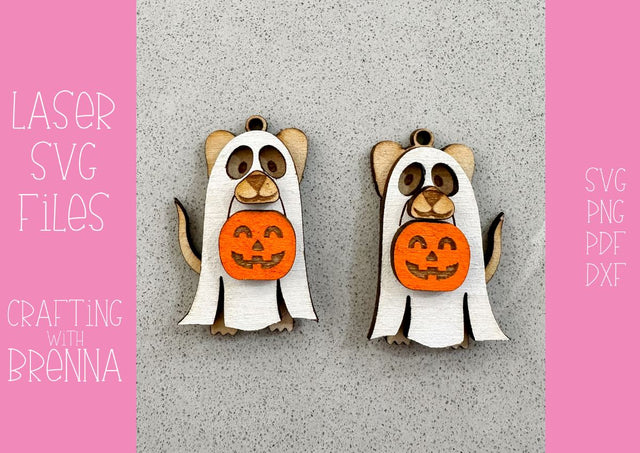 Halloween Ghost Dog Layered Earring Laser SVG File SVG Crafting With Brenna 