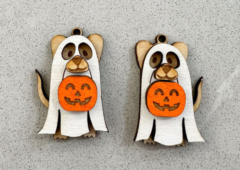 Halloween Ghost Dog Layered Earring Laser SVG File SVG Crafting With Brenna 
