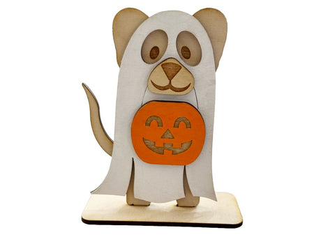 Halloween Ghost Dog Shelf Sitter Laser SVG File SVG Crafting With Brenna 