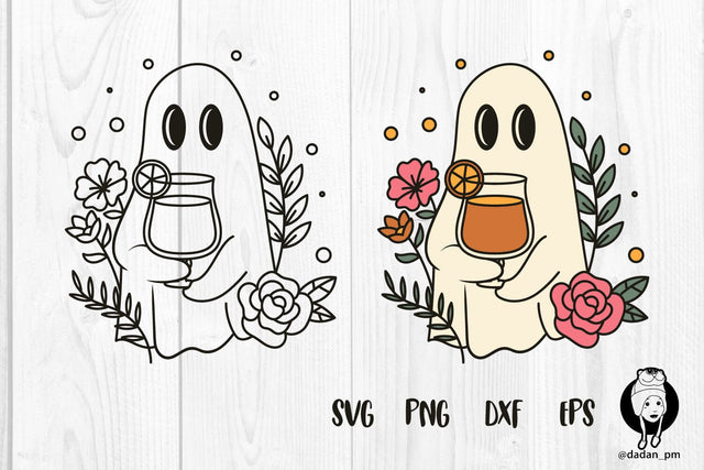Halloween ghost drink and flowers SVG dadan_pm 