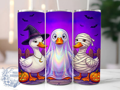 Halloween Ghost Ducks 20oz Tumbler, Ghost Duck Tumbler, Spooky Halloween Mug, Whimsical Duck Cup, Funny Haunted Drinkware, Playful Poultry Humor, Festive Fall Style, Rustic Halloween Pattern Sublimation ToriDesigns 