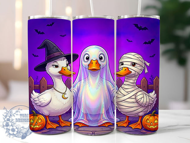 Halloween Ghost Ducks 20oz Tumbler, Ghost Duck Tumbler, Spooky Halloween Mug, Whimsical Duck Cup, Funny Haunted Drinkware, Playful Poultry Humor, Festive Fall Style, Rustic Halloween Pattern Sublimation ToriDesigns 
