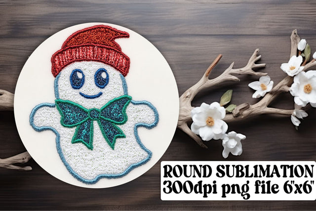 Halloween Ghost Embroidered Ornament Sublimation afrosvg 