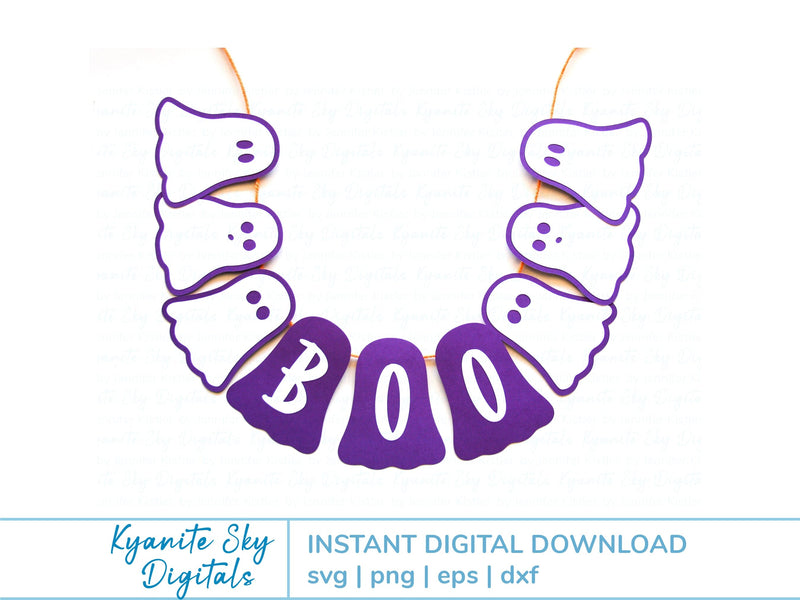Halloween Ghost Garland SVG paper bunting decoration SVG Kyanite Sky Digitals 
