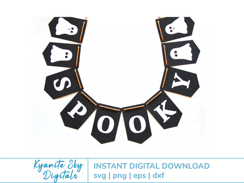Halloween Ghost Garland SVG spooky paper bunting SVG Kyanite Sky Digitals 