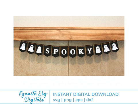 Halloween Ghost Garland SVG spooky paper bunting SVG Kyanite Sky Digitals 