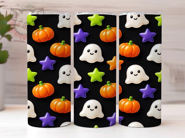 Halloween Ghost Grid 20oz Tumbler, Halloween Theme, Ghost Motif, Grid Pattern, Spooky Style, Festive Design, Skinny Tumbler, Sublimation PNG Sublimation Lara' s Designs 