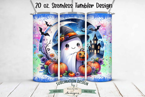 Halloween Ghost Jack O Lantern | Seamless 20 oz Tumbler Design Sublimation Ewe-N-Me Designs 