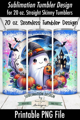 Halloween Ghost Jack O Lantern | Seamless 20 oz Tumbler Design Sublimation Ewe-N-Me Designs 