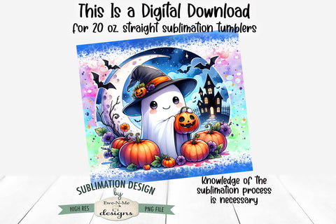 Halloween Ghost Jack O Lantern | Seamless 20 oz Tumbler Design Sublimation Ewe-N-Me Designs 