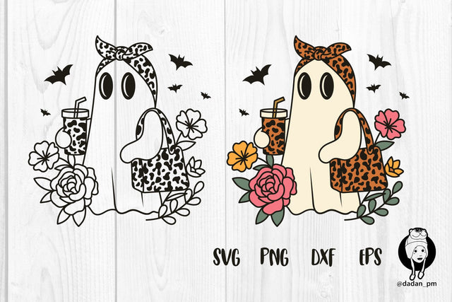 Halloween ghost leopard and flowers SVG dadan_pm 