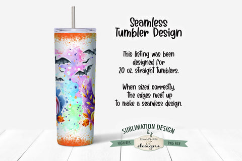 Halloween Ghost Moon Bats | Seamless 20 oz Tumbler Design Sublimation Ewe-N-Me Designs 