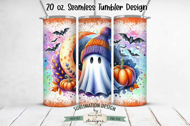 Halloween Ghost Moon Bats | Seamless 20 oz Tumbler Design Sublimation Ewe-N-Me Designs 