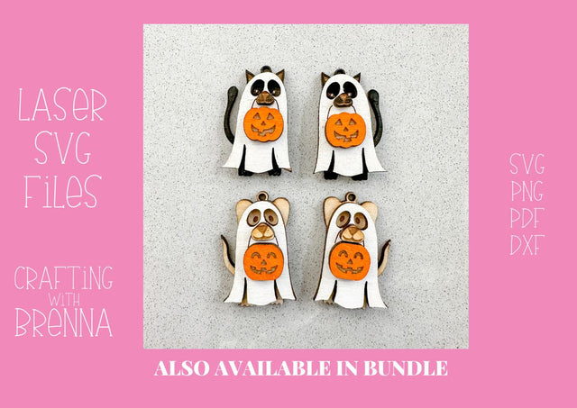 Halloween Ghost Pet Layered Earring Bundle Laser SVG File SVG Crafting With Brenna 
