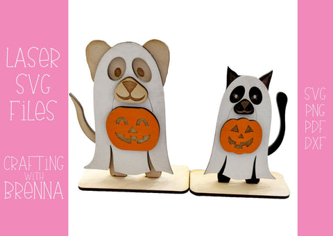 Halloween Ghost Pet Shelf Sitters SVG, Bundle Laser SVG File SVG Crafting With Brenna 