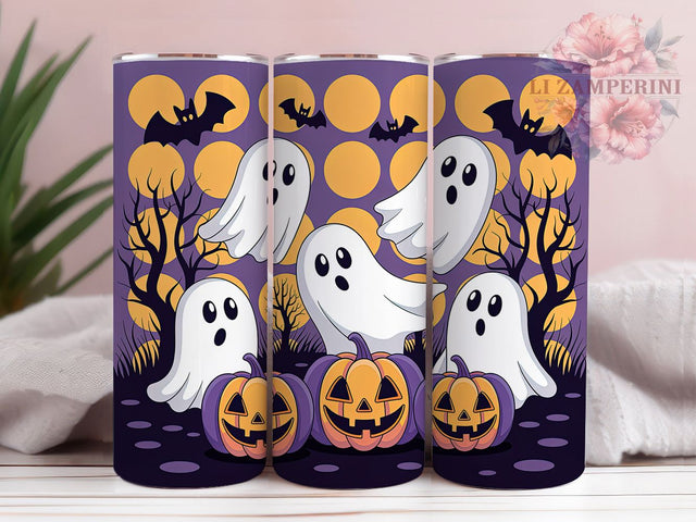 Halloween Ghost Pumpkin Autumn Tumbler, Pumpkin Wrap PNG, Cute Spooky Design, 20oz Sublimation Wrap, Autumn Vibes Cup, Trick Or Treat Tumbler, Fall Season Drinkware Sublimation Li Zamperini 