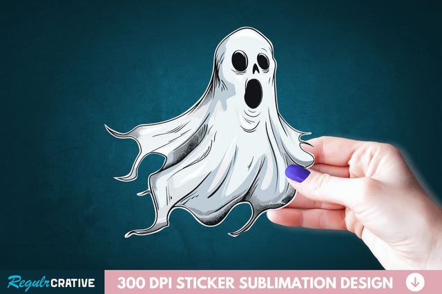 Halloween Ghost Sticker Clipart Sublimation Regulrcrative 