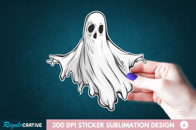 Halloween Ghost Sticker Clipart Sublimation Regulrcrative 