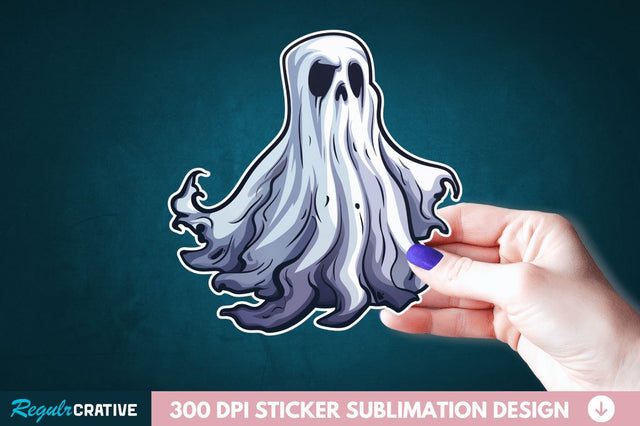 Halloween Ghost Sticker Clipart Sublimation Regulrcrative 