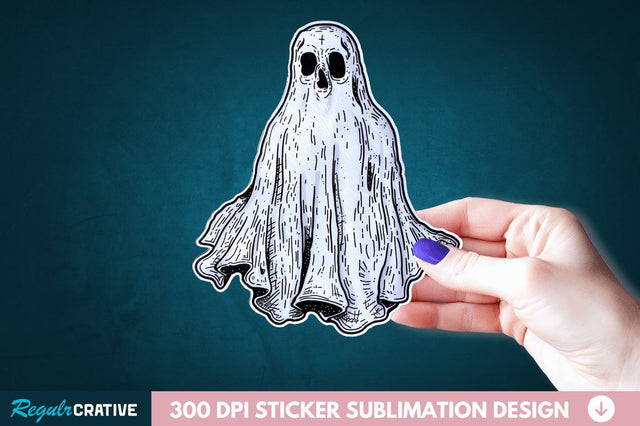 Halloween Ghost Sticker Clipart Sublimation Regulrcrative 