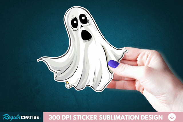 Halloween Ghost Sticker Clipart Sublimation Regulrcrative 