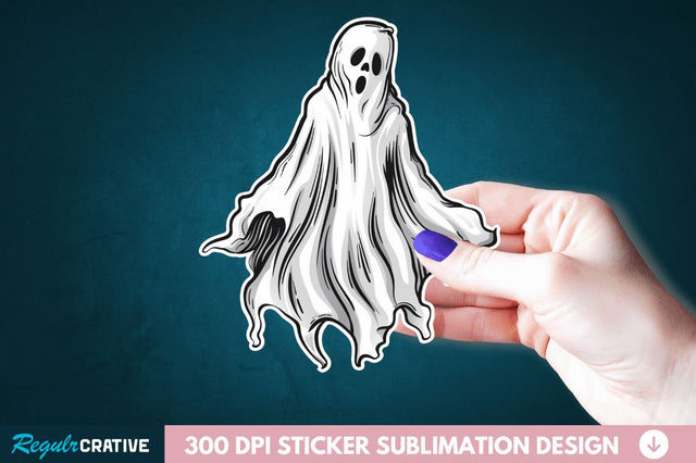 Halloween Ghost Sticker Clipart Sublimation Regulrcrative 