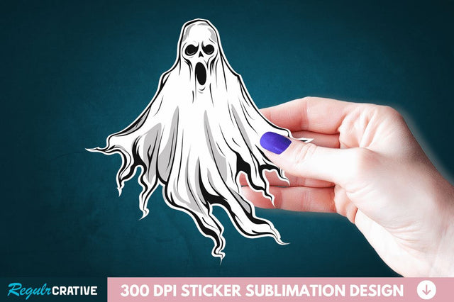 Halloween Ghost Sticker Clipart Sublimation Regulrcrative 