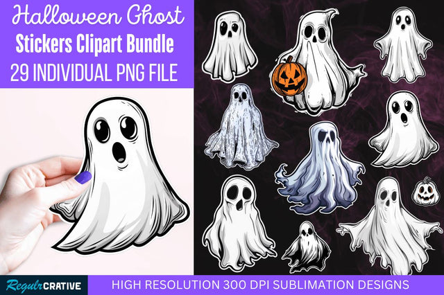 Halloween Ghost stickers Bundle Sublimation Regulrcrative 