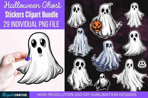 Halloween Ghost stickers Bundle Sublimation Regulrcrative 