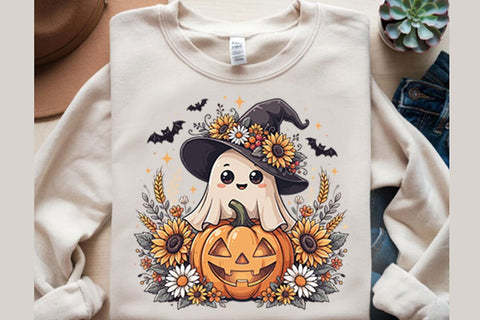 Halloween Ghost Sunflowers Sublimation Png Sublimation Shahin alam 