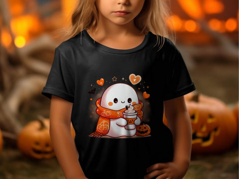 Halloween Ghost with Coffee Digital Sublimation PNG File, Spooky Halloween Sublimation Luvleigh Digitals 