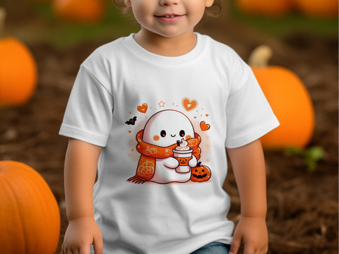 Halloween Ghost with Coffee Digital Sublimation PNG File, Spooky Halloween Sublimation Luvleigh Digitals 