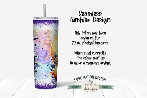 Halloween Ghost with Iced Coffee | Seamless 20 oz Tumbler Design Sublimation Ewe-N-Me Designs 
