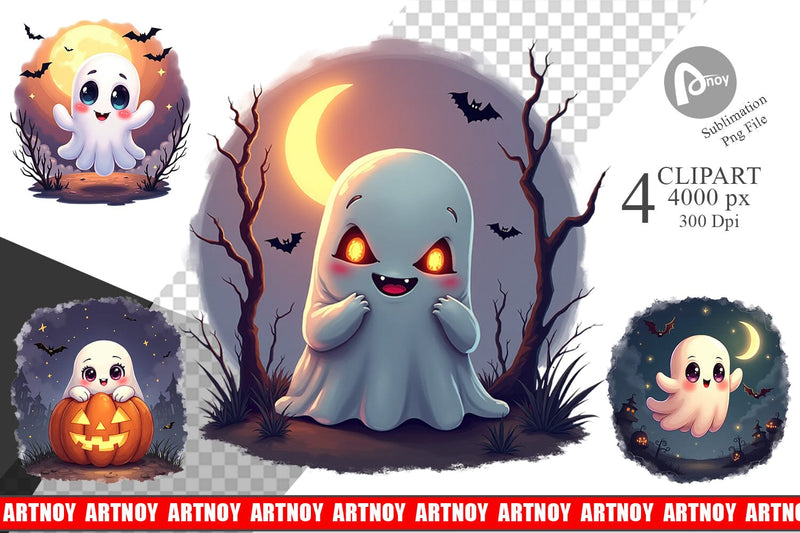 Halloween Ghostly Charm Clipart Sublimation artnoy 