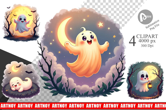 Halloween Ghostly Charm Clipart Sublimation artnoy 
