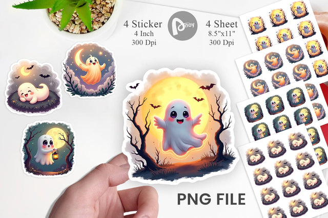 Halloween Ghostly Charm Sticker Sublimation artnoy 