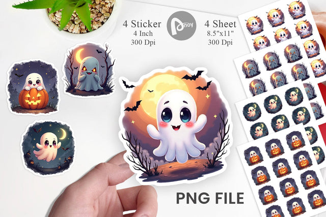 Halloween Ghostly Charm Sticker Sublimation artnoy 
