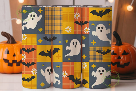Halloween Ghosts Patchwork 20oz Tumbler Sublimation PixelChick 