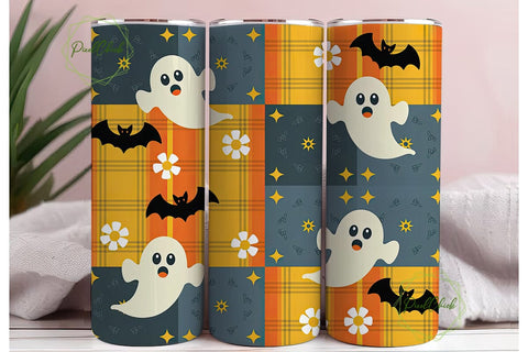 Halloween Ghosts Patchwork 20oz Tumbler Sublimation PixelChick 
