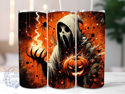 Halloween Ghosts & Pumpkins 20oz Skinny Tumbler, Spooky Tumbler Png, Straight & Tapered Tumbler Wrap, Instant Digital Download Sublimation ToriDesigns 