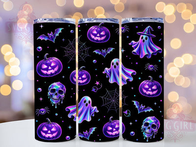 Halloween Ghosts & Skulls 20oz Tumbler, Halloween Ghosts, Skull Design, 20oz Wrap, Spooky Art, Creepy Pattern, Sublimation Tumbler, Haunted Style Sublimation SvggirlplusArt 