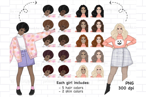 Halloween Girl Clipart | Spooky Girl Clipart SVG GlamArtZhanna 