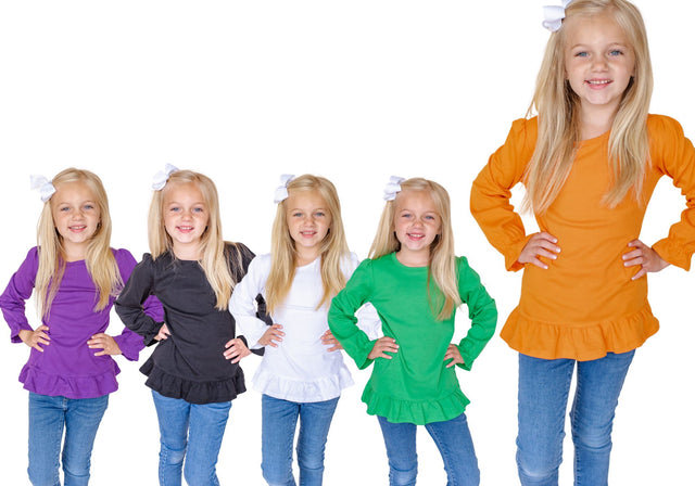 Halloween Girl's Long Sleeve Ruffle Shirt | Halloween Blanks Physical ARB Blanks 