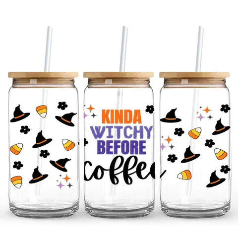 Halloween Glass Can with UV DTF Wraps Kit | Set of 6 Mix and Match Can Tumblers Physical DIY Craft Warehouse 