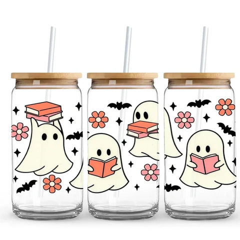 Halloween Glass Can with UV DTF Wraps Kit | Set of 6 Mix and Match Can Tumblers Physical DIY Craft Warehouse 